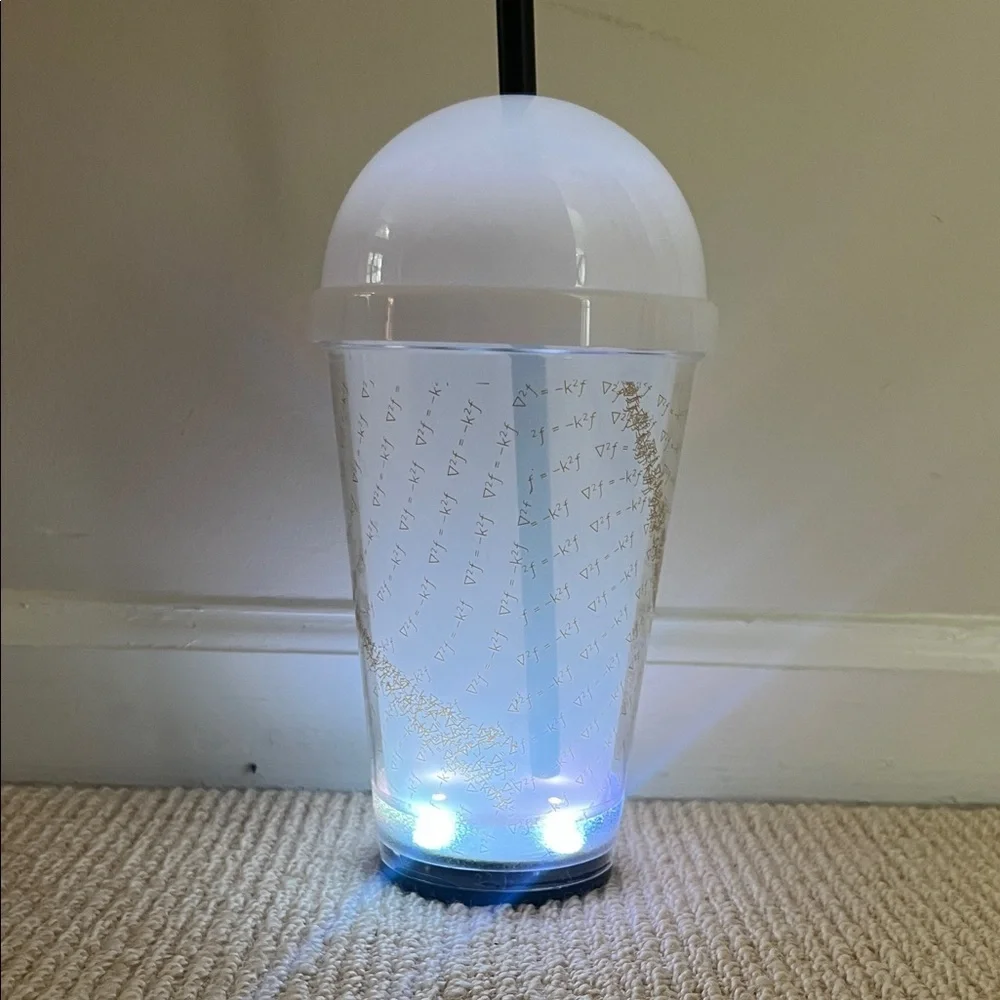 White and Black Tumbler with Straw
